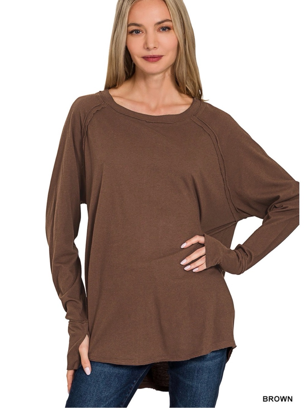 #307 ZENANA COTTON LONG SLEEVE TOP